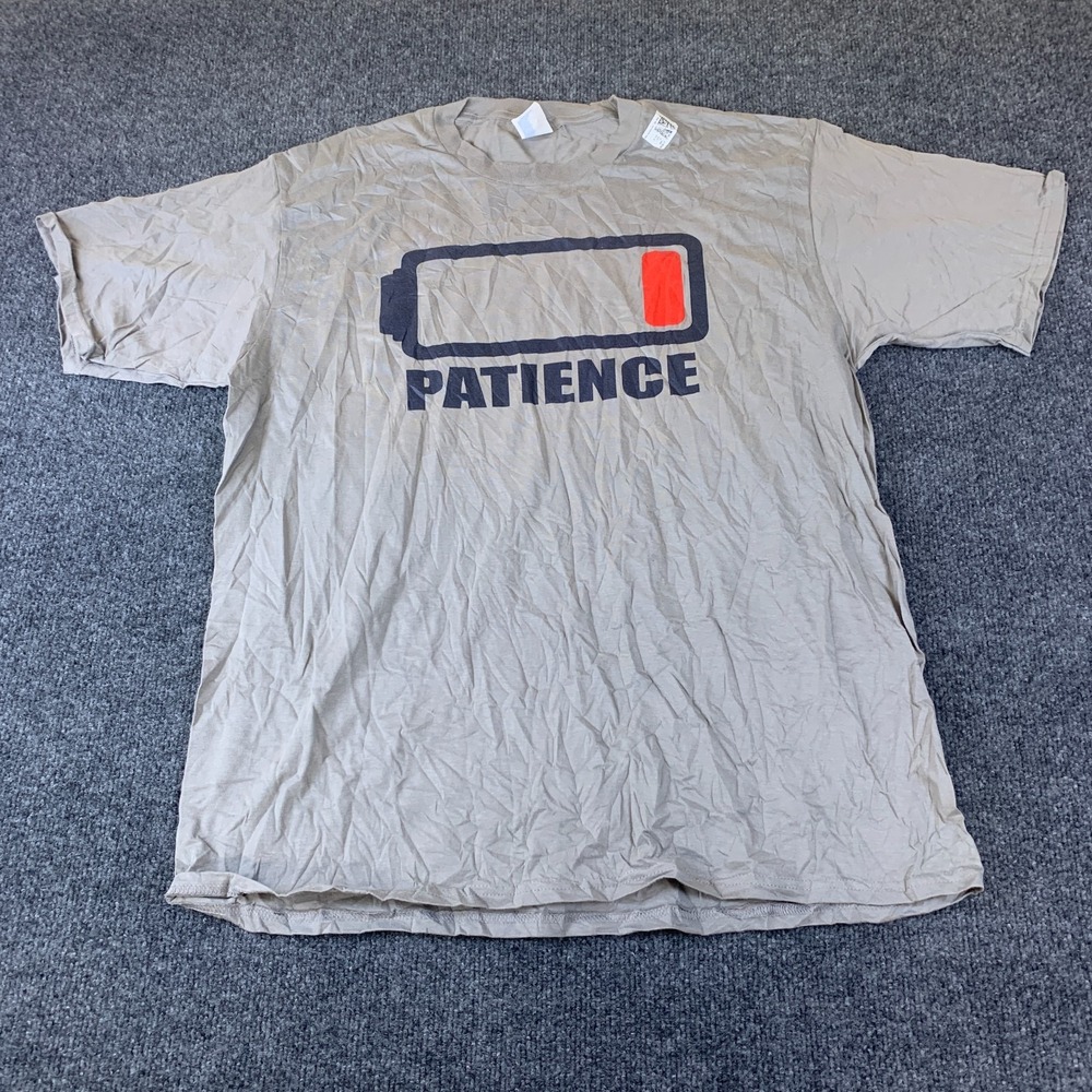 Port & Company Fan Favorite T-Shirt Mens XL Gray Graphic Patience Ring Spun